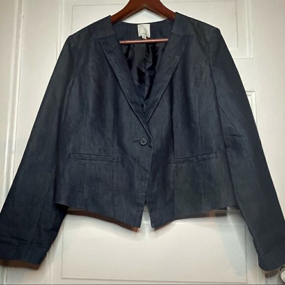 Halogen One Button Jean Blazer - Picture 2 of 12
